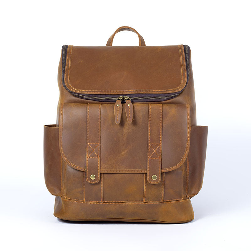 Men's Retro Large Capacity First Layer Leather Backpacks