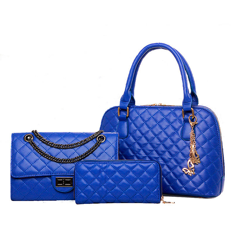 Women's Fashion Diamond Embroidery Thread Three-piece Handbags