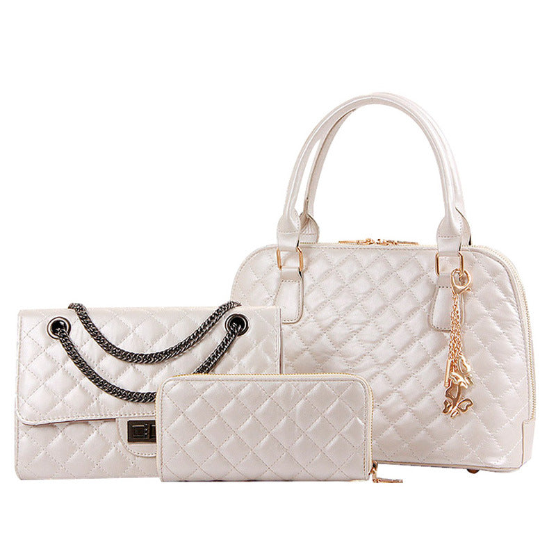 Women's Fashion Diamond Embroidery Thread Three-piece Handbags
