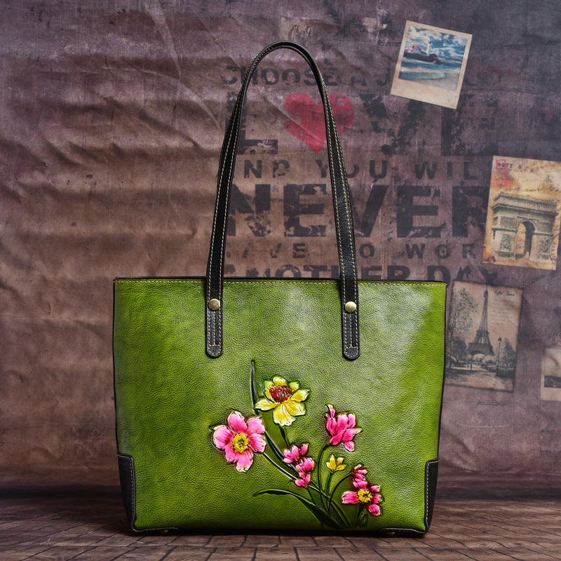 Women's First Layer Cowhide Retro Cattle Leather Shoulder Bags