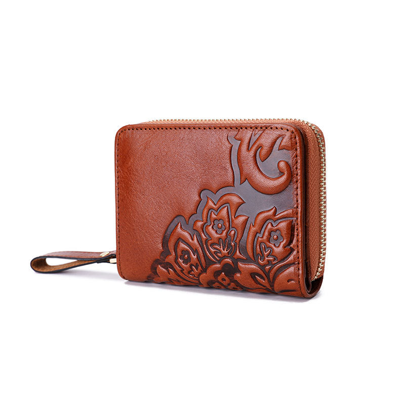 Women's First Layer Cowhide Short Multiple Slots Trendy Genuine Ladies Wallets
