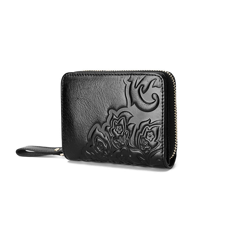 Women's First Layer Cowhide Short Multiple Slots Trendy Genuine Ladies Wallets