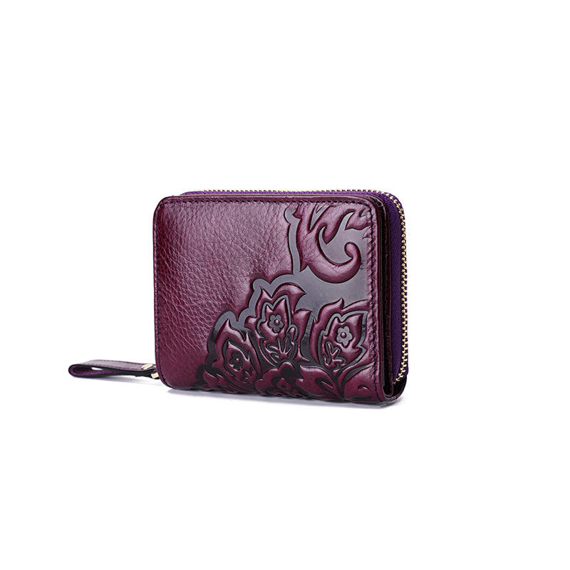 Women's First Layer Cowhide Short Multiple Slots Trendy Genuine Ladies Wallets