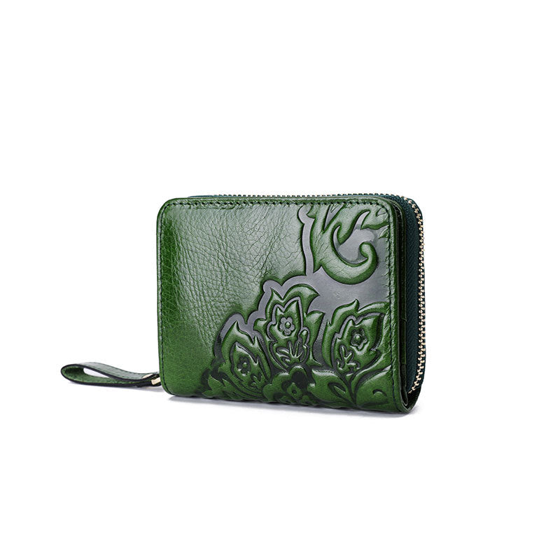 Women's First Layer Cowhide Short Multiple Slots Trendy Genuine Ladies Wallets