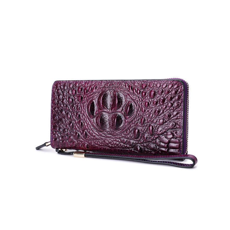Women's Layer Cowhide Crocodile Pattern Genuine Leather Ladies Wallets