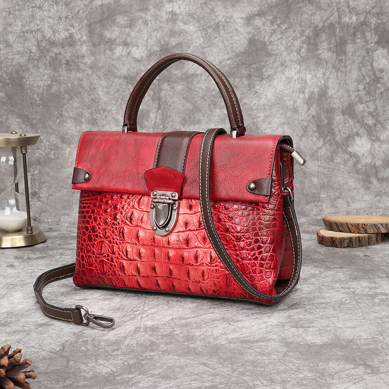 Layer Cowhide Chinese Style Retro Embossing Shoulder Bags