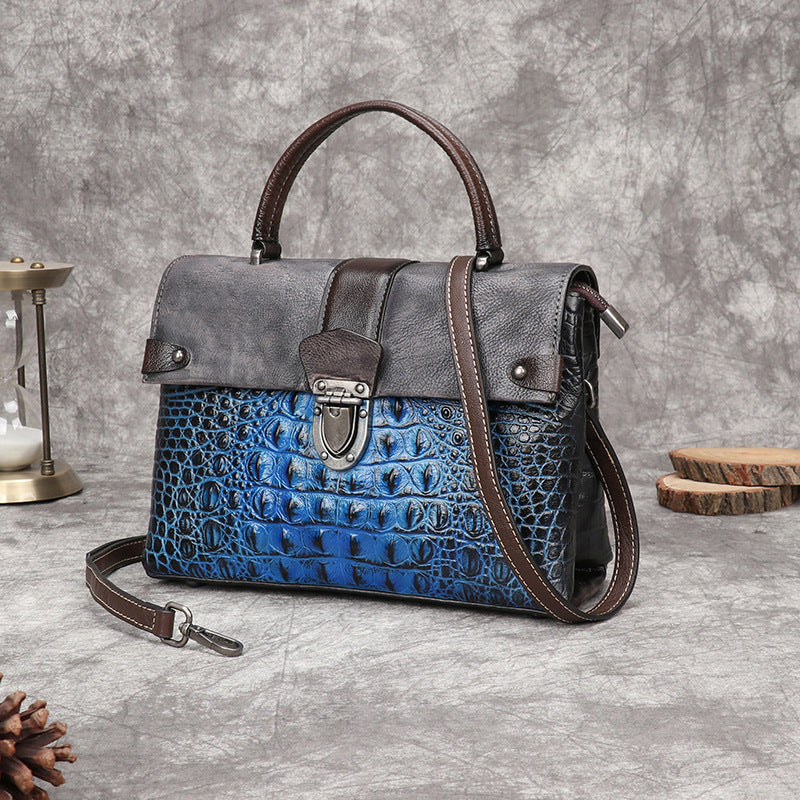 Layer Cowhide Chinese Style Retro Embossing Shoulder Bags