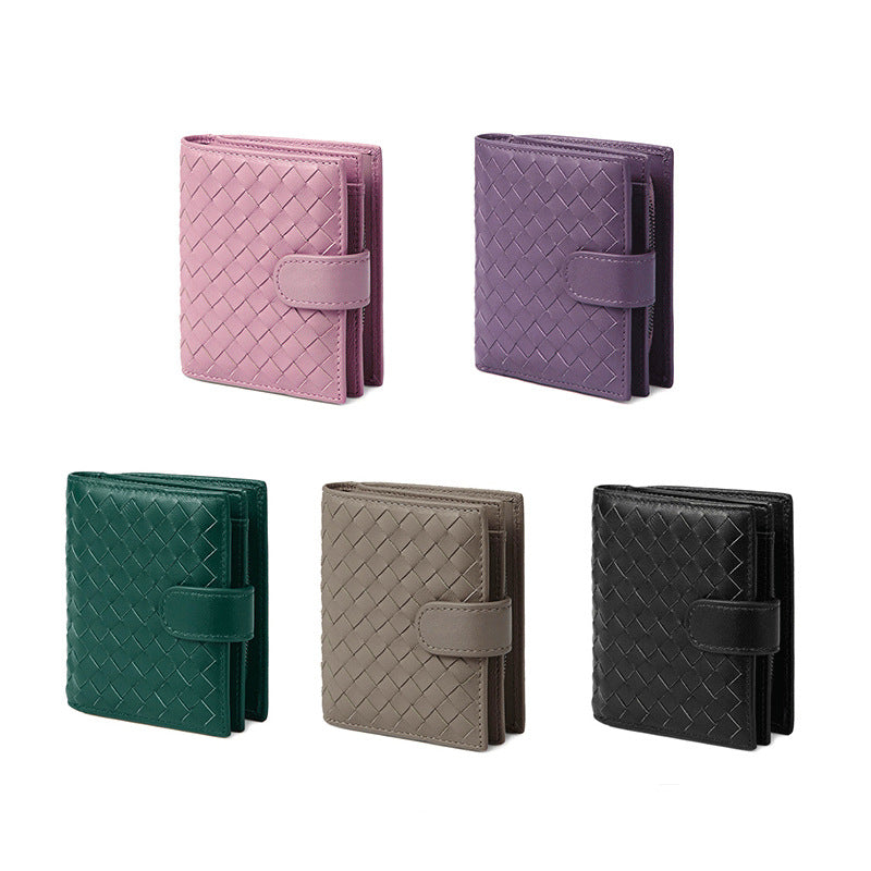 Women's Leather Sheepskin Woven Short Long Man's Ladies Wallets