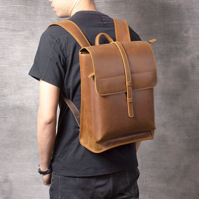 Men's Layer Leather Retro Handmade Genuine Crazy Backpacks