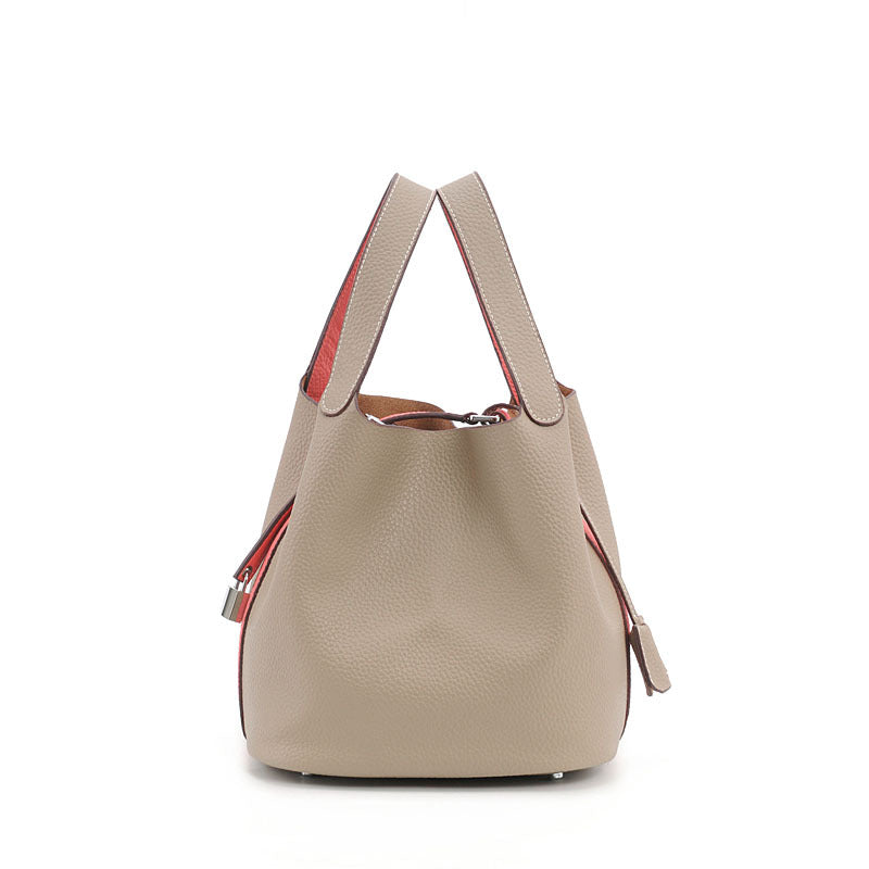 Women's Spring Genuine Leather Lychee Pattern Portable Handbags