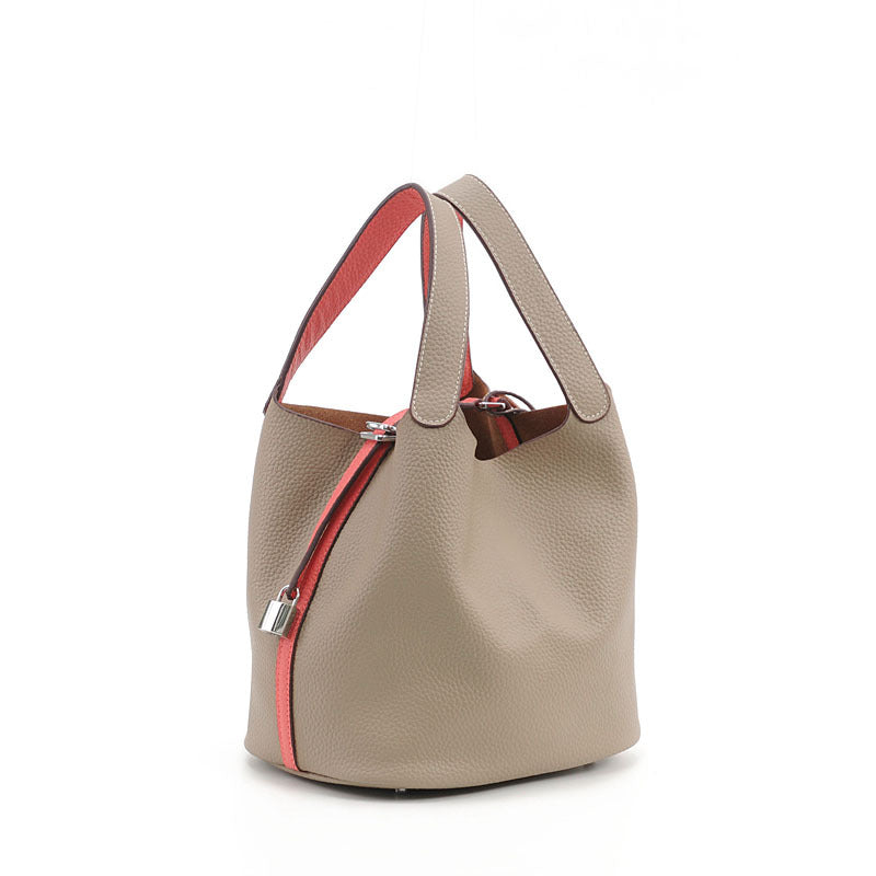 Women's Spring Genuine Leather Lychee Pattern Portable Handbags
