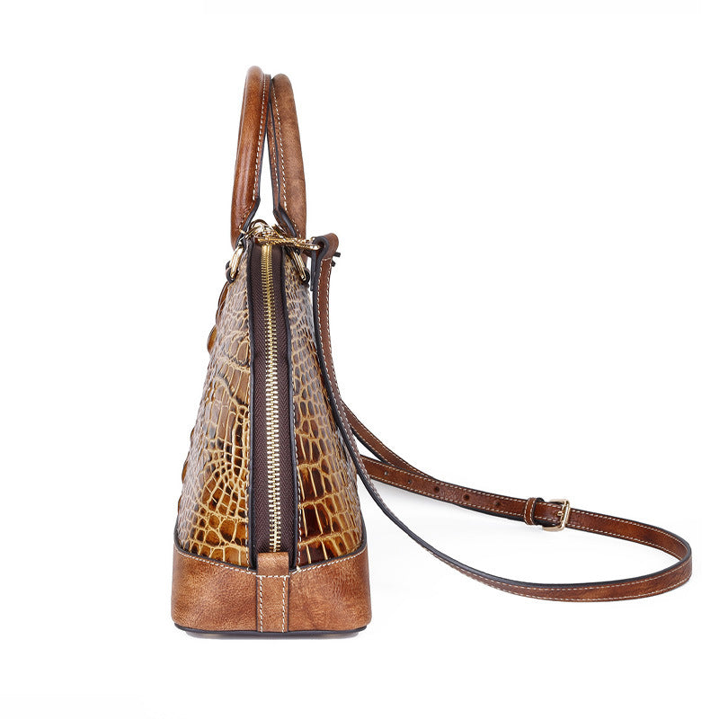 Women's Retro First Layer Cowhide Artificial Brushed Shoulder Bags