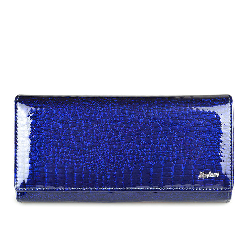 Women's Patent Leather Genuine Female Crocodile Pattern Ladies Wallets