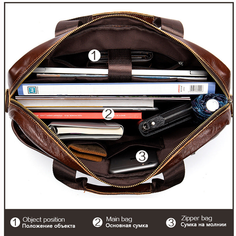 Men's Genuine Leather Retro Lightweight Business Inch Men's Handbags