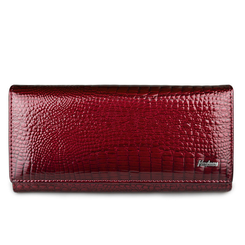 Women's Patent Leather Genuine Female Crocodile Pattern Ladies Wallets