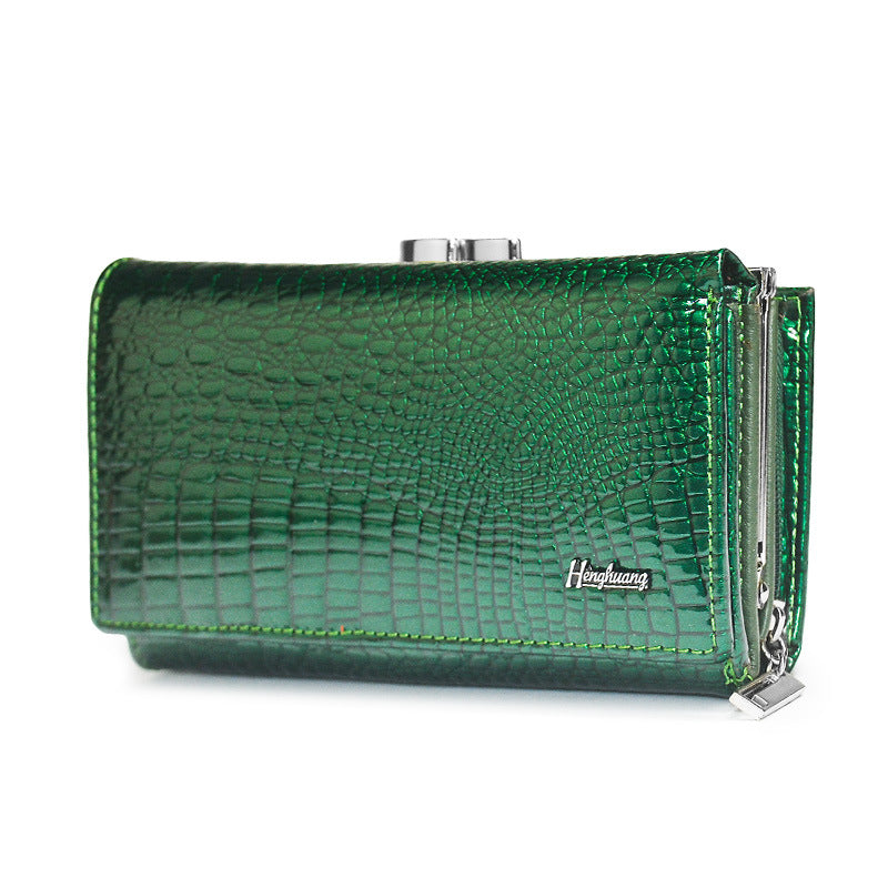Women's Short Russian Genuine Leather Banknote Mobile Ladies Wallets