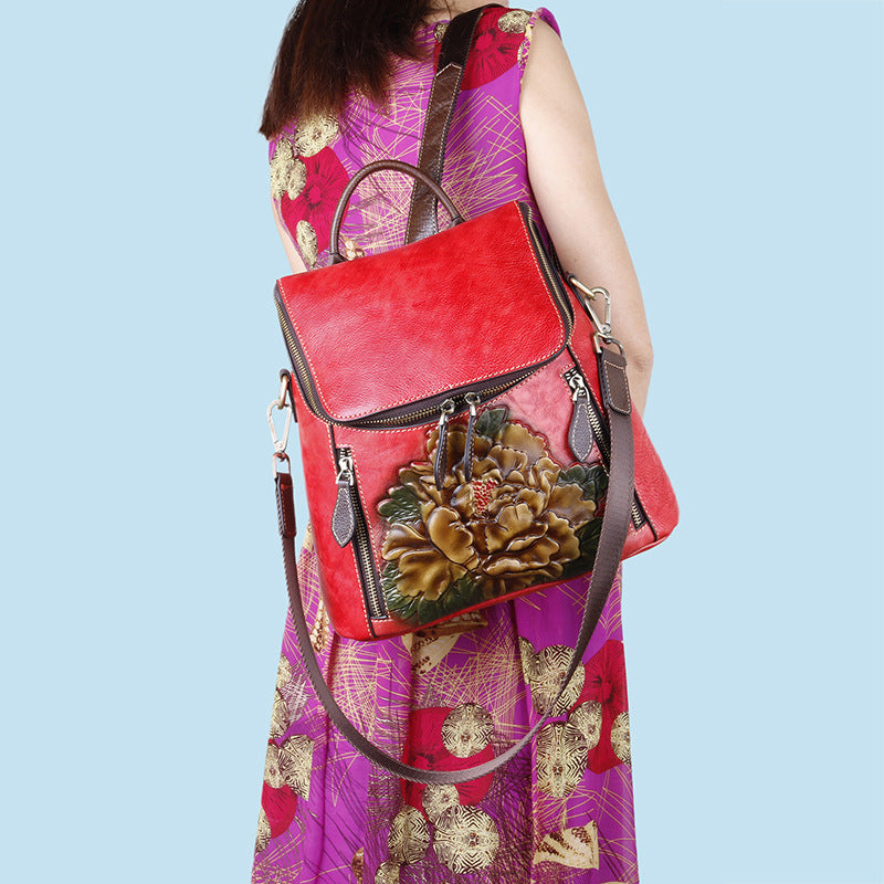 Retro Top Layer Leather Shoulders Large Backpacks