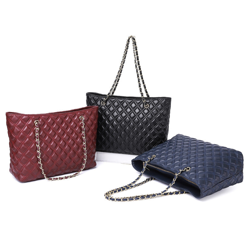 Women's Classic Style Sheepskin Diamond Chain Genuine Shoulder Bags