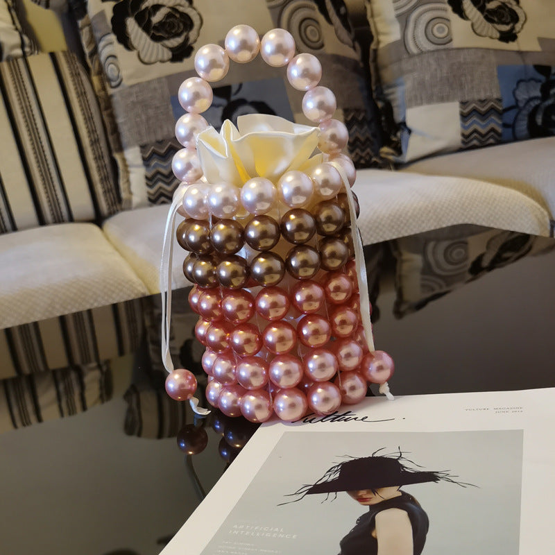 Colorful Candy Acrylic Beads Hand-woven Pearl Handbags