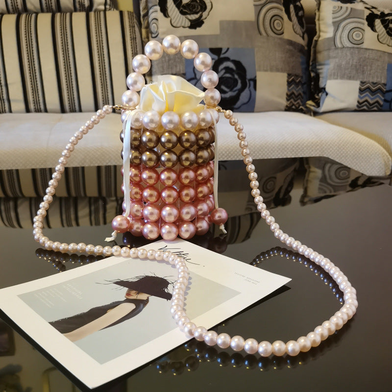 Colorful Candy Acrylic Beads Hand-woven Pearl Handbags