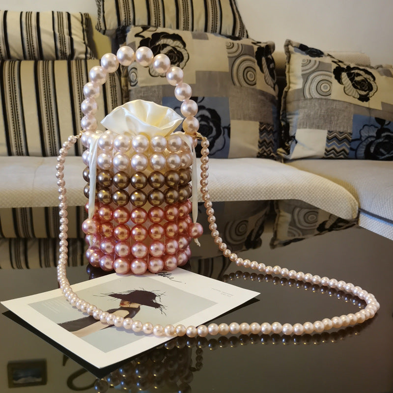 Colorful Candy Acrylic Beads Hand-woven Pearl Handbags