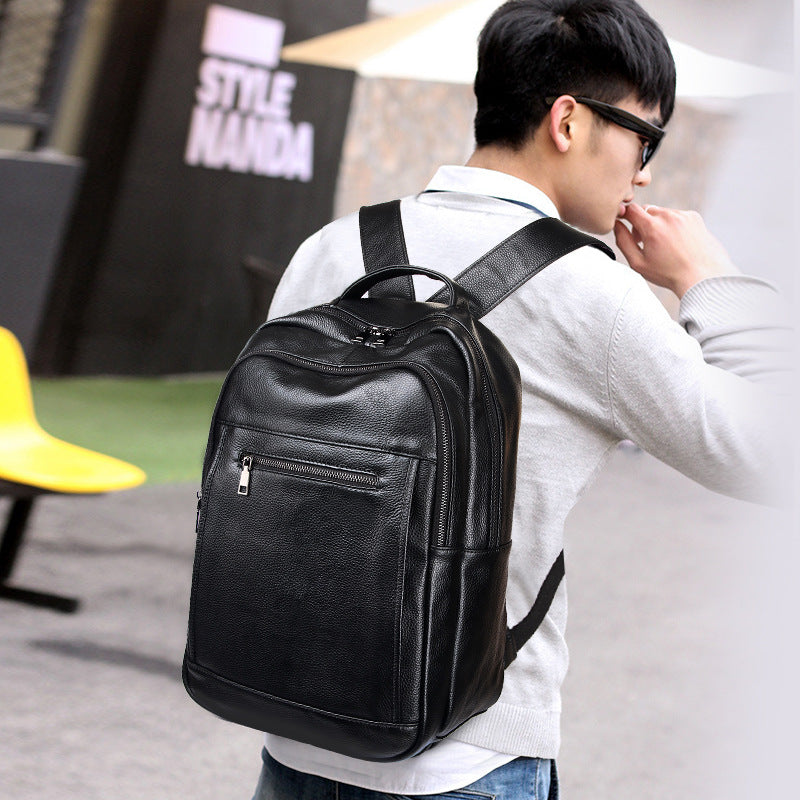 Men's First Layer Cowhide Large Capacity Leather Bags