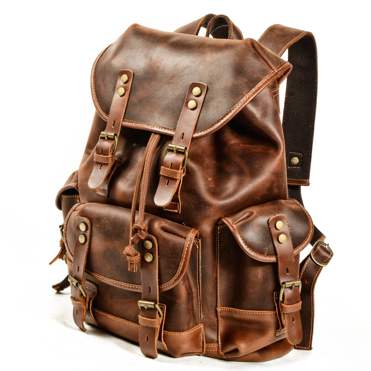 Men's Genuine Leather Leisure Large Capacity Hiking Backpacks