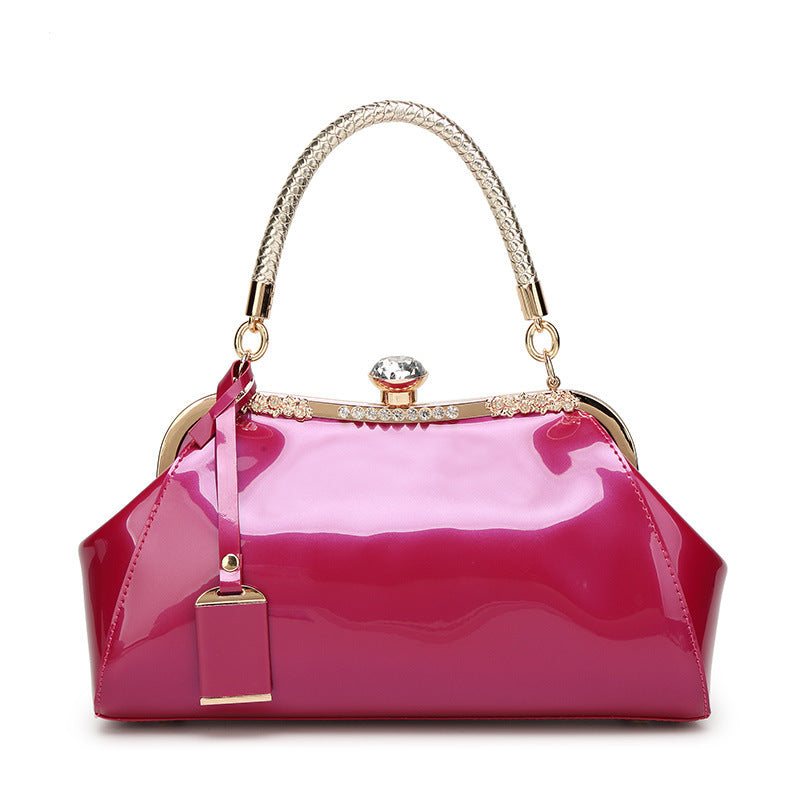 Women's Fashion Patent Leather Shiny Bride Wedding Handbags