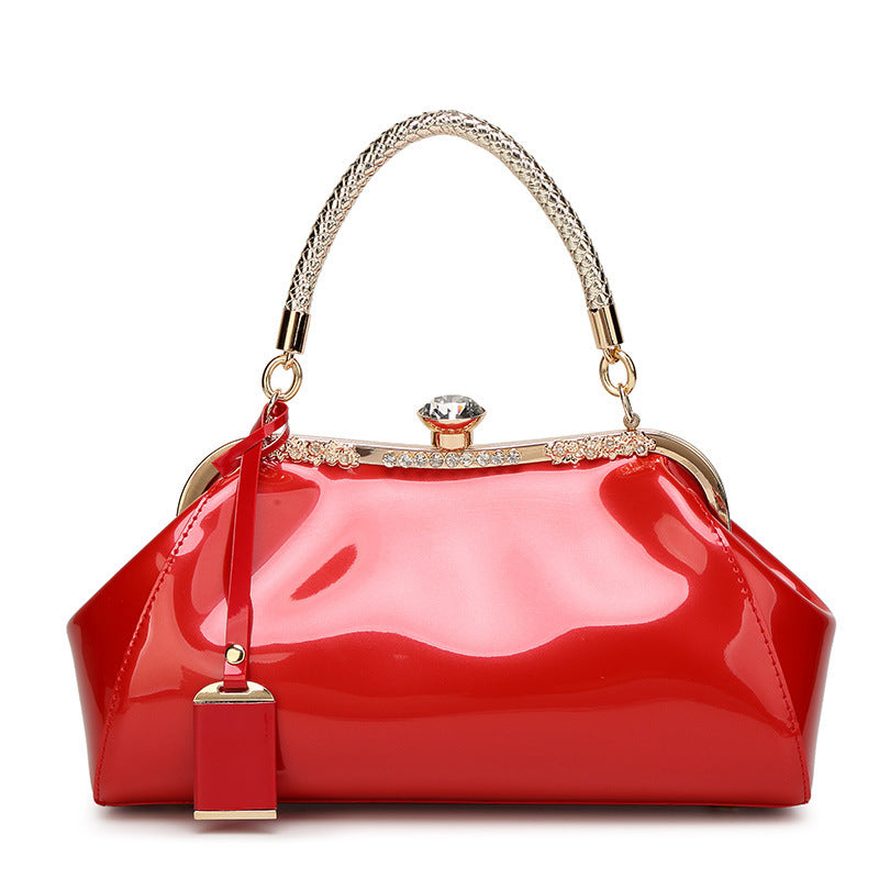 Women's Fashion Patent Leather Shiny Bride Wedding Handbags