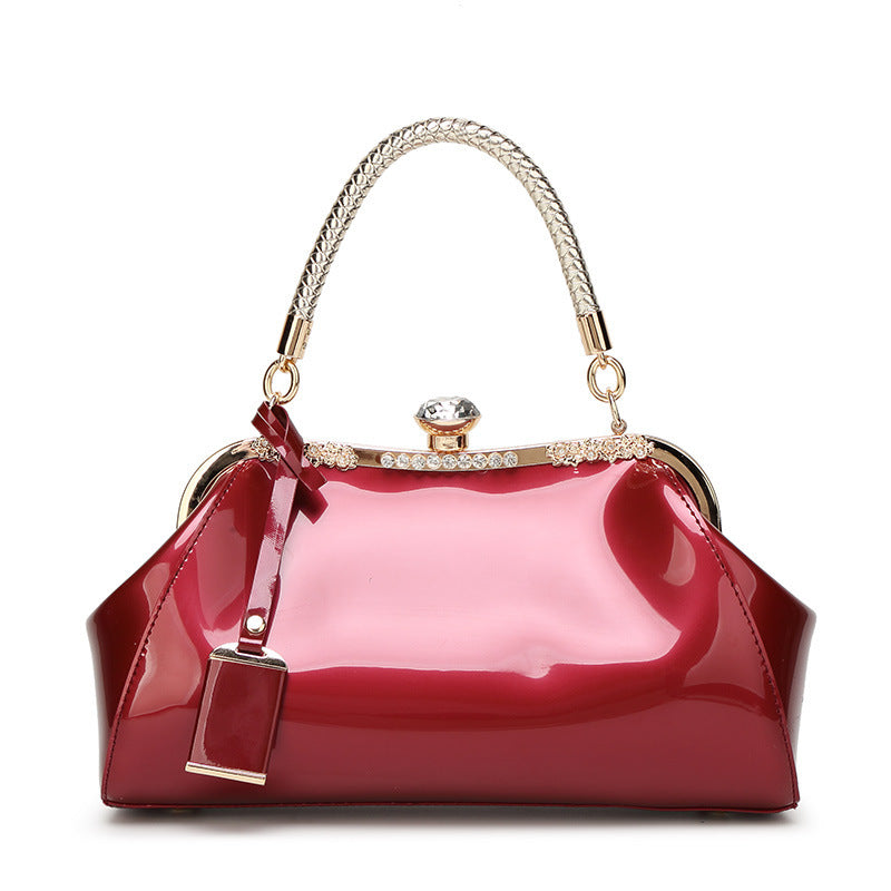 Women's Fashion Patent Leather Shiny Bride Wedding Handbags