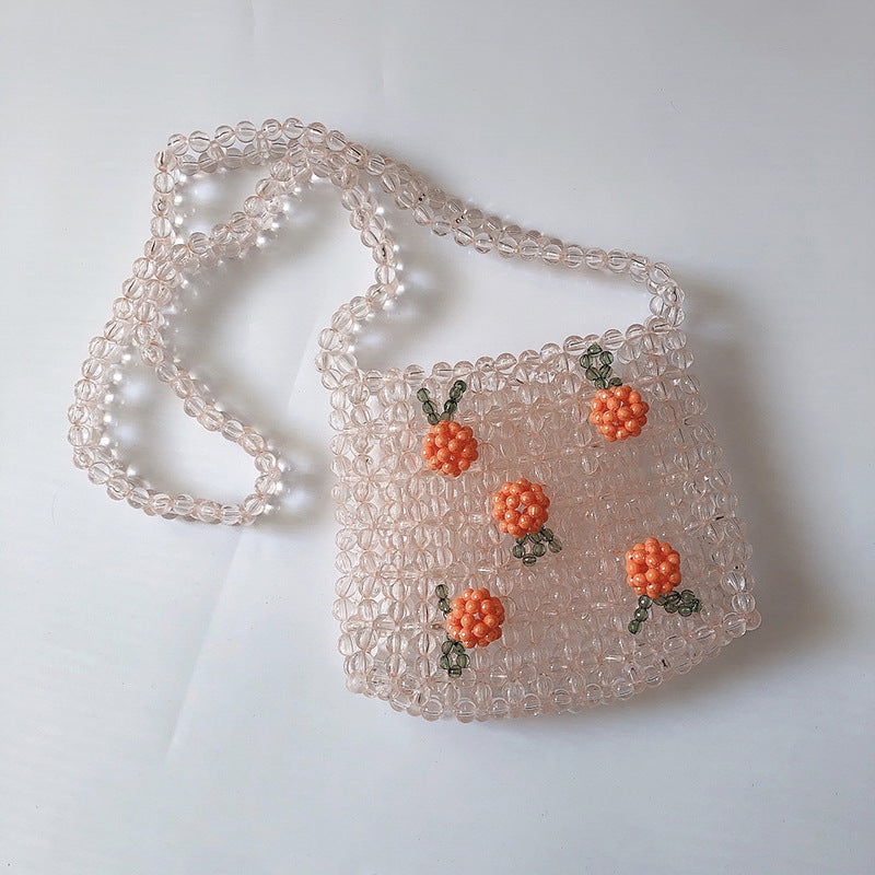 Women's Flower Transparent Beaded Cute Handmade Crystal Handbags
