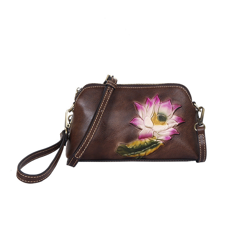 Women's Popular Cowhide Retro Embossing Support Shoulder Bags