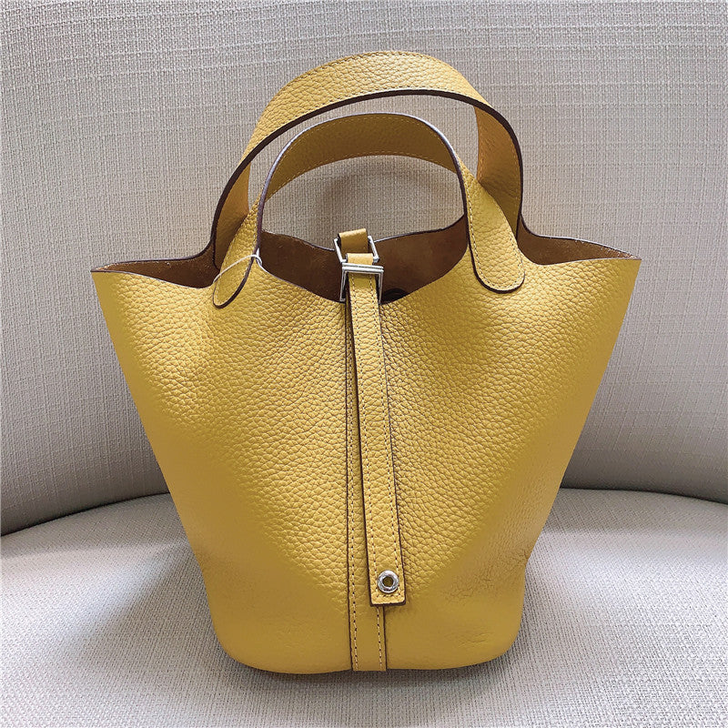 Women's Vegetable Basket First Layer Cowhide Retro Bucket Bags