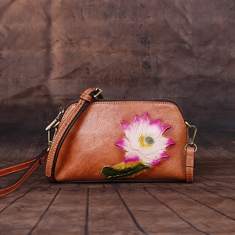 Women's Popular Cowhide Retro Embossing Support Shoulder Bags