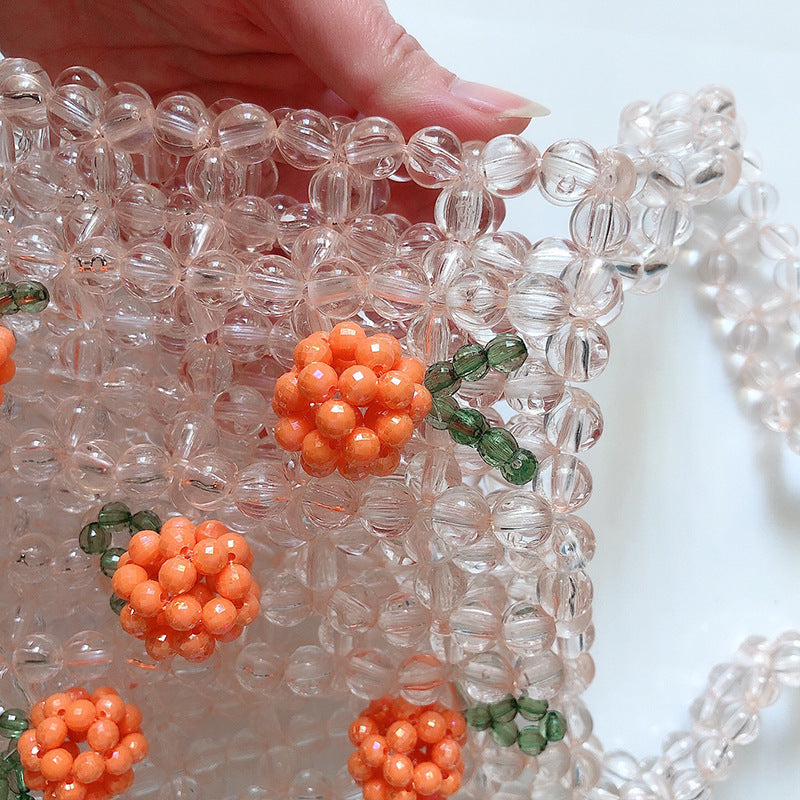 Women's Flower Transparent Beaded Cute Handmade Crystal Handbags