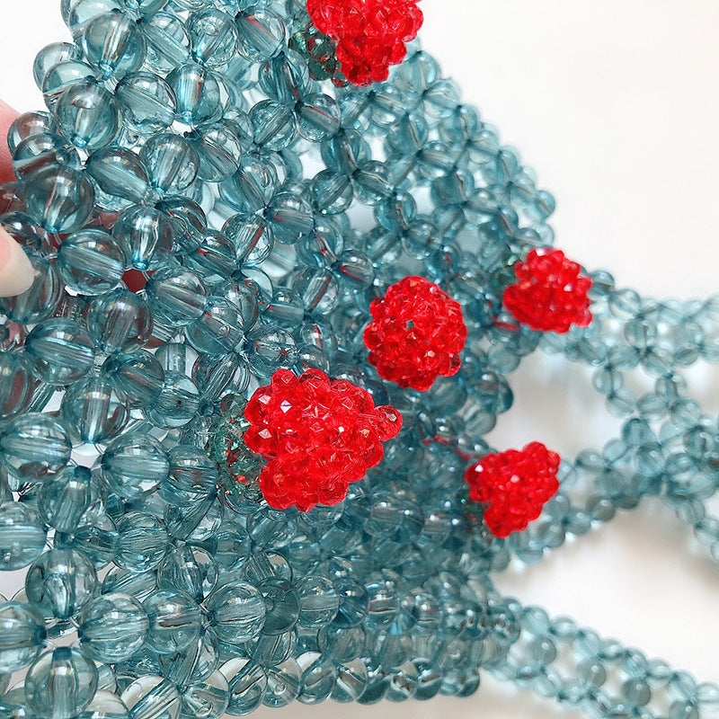 Women's Flower Transparent Beaded Cute Handmade Crystal Handbags