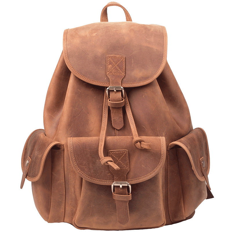 Women's & Men's & Leather Crazy Horse Personality Large Backpacks