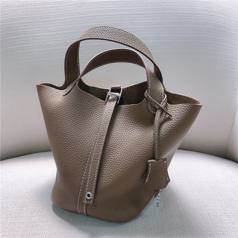 Women's Vegetable Basket First Layer Cowhide Retro Bucket Bags