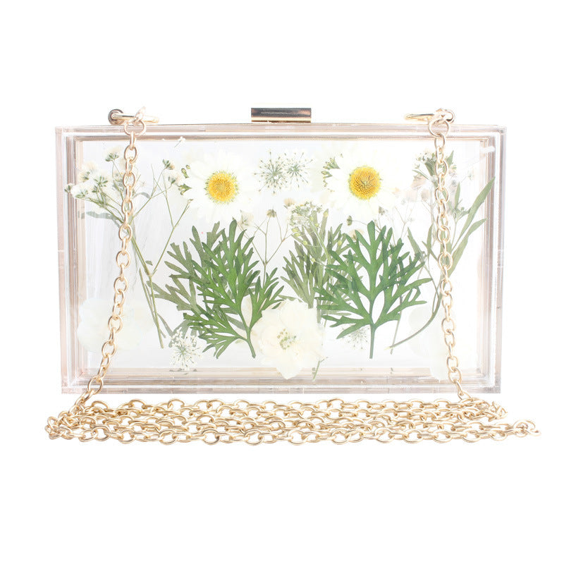 Fashion Acrylic Transparent Flower Banquet Hand Evening Bags