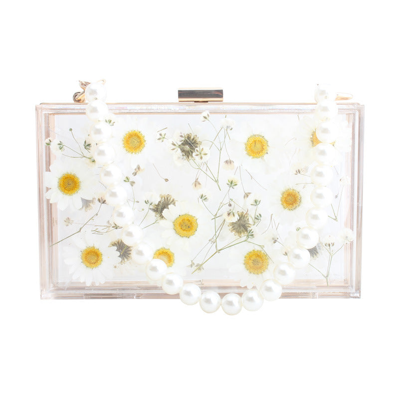 Fashion Acrylic Transparent Flower Banquet Hand Evening Bags