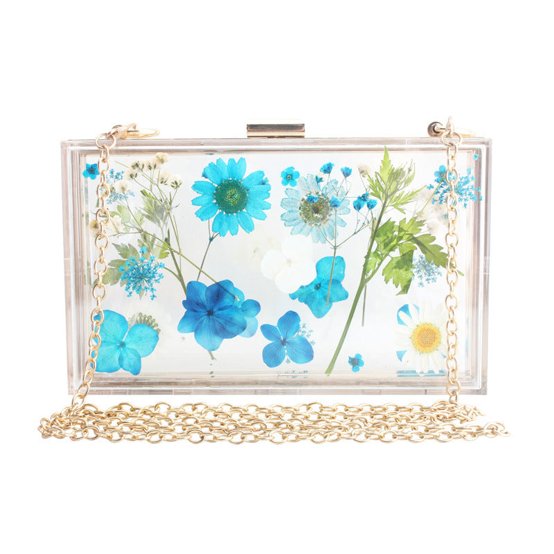 Fashion Acrylic Transparent Flower Banquet Hand Evening Bags