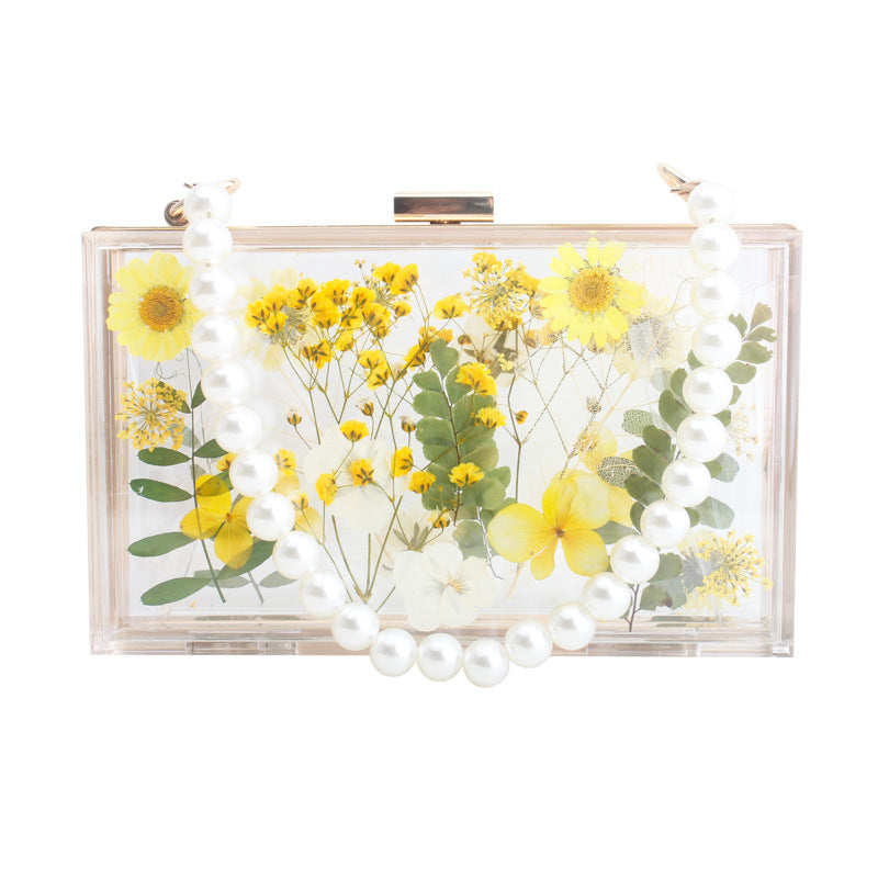 Fashion Acrylic Transparent Flower Banquet Hand Evening Bags