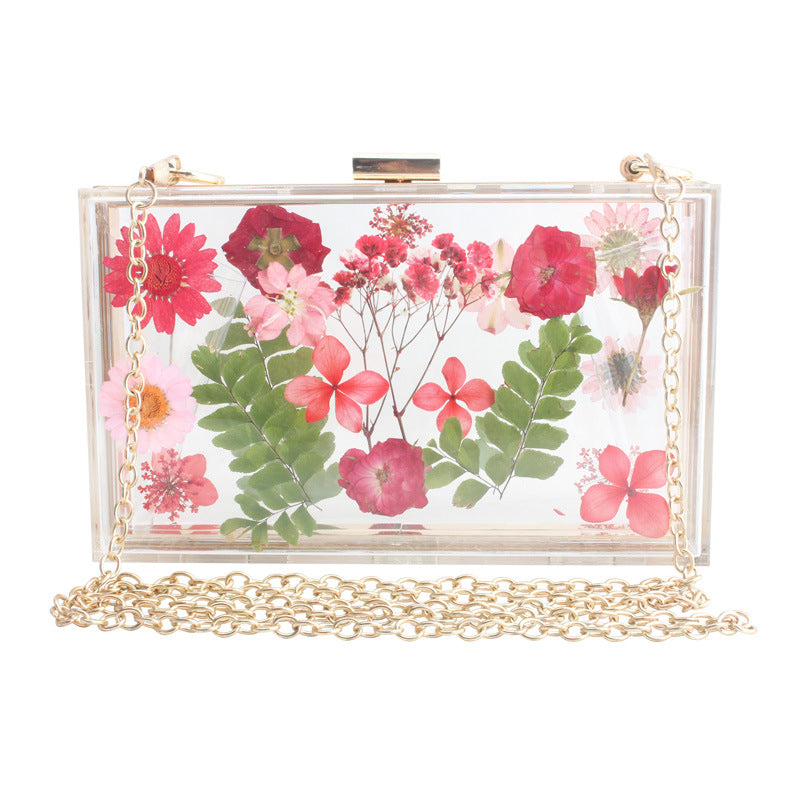 Fashion Acrylic Transparent Flower Banquet Hand Evening Bags