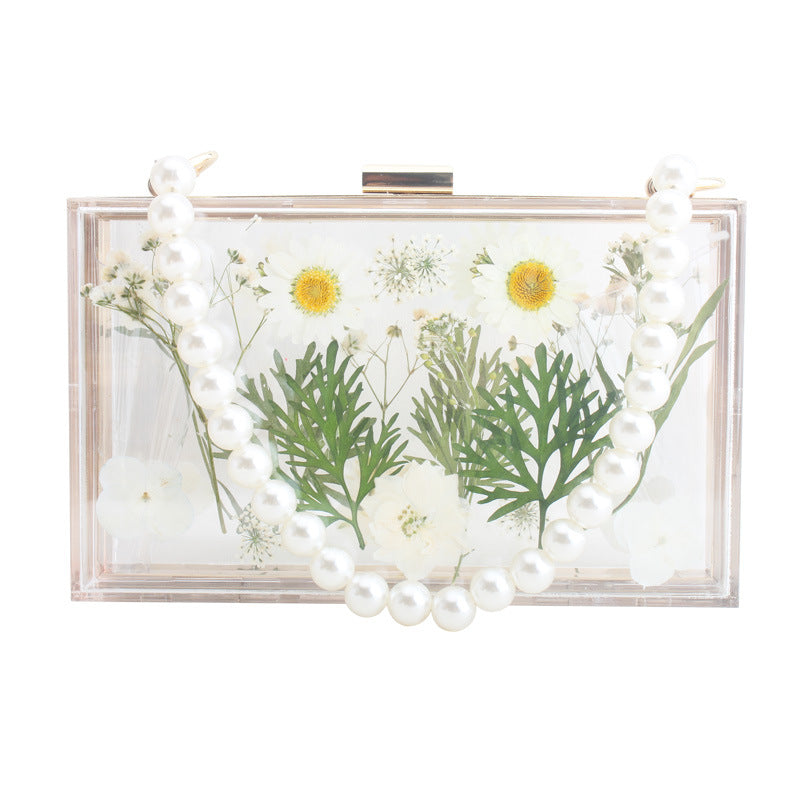 Fashion Acrylic Transparent Flower Banquet Hand Evening Bags