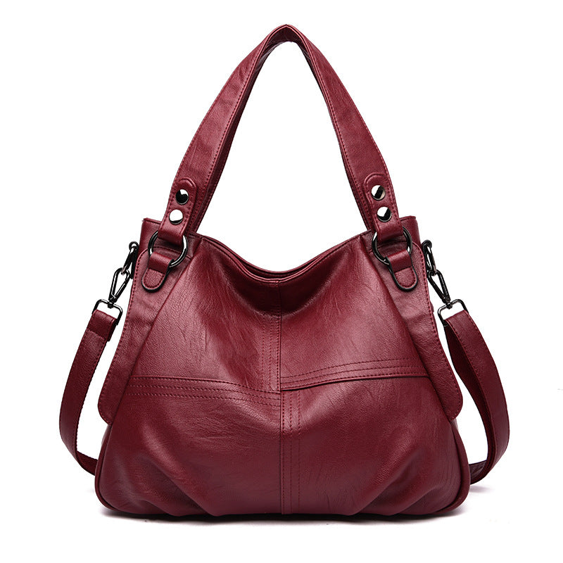 Women's Leather Mom Large Capacity Sheepskin Soft Shoulder Bags