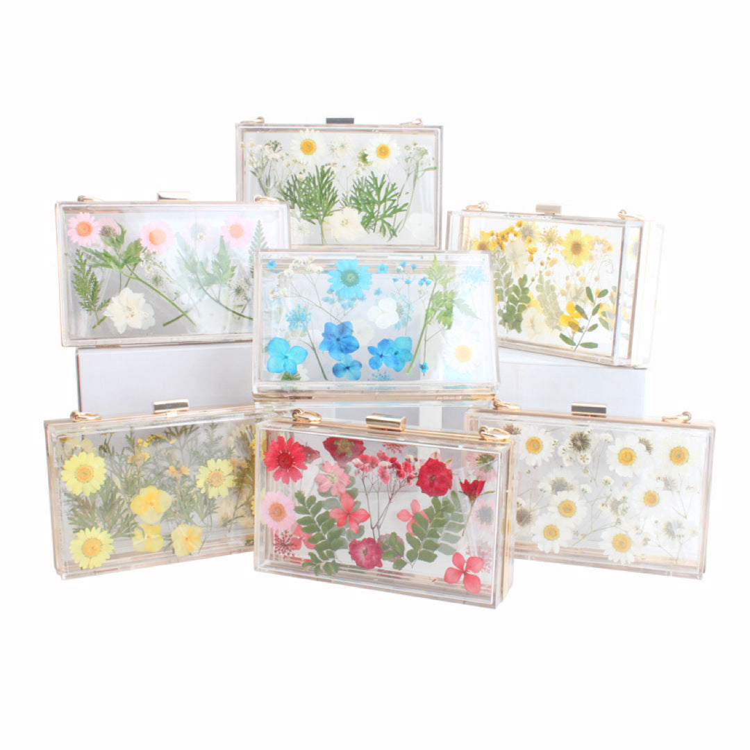 Fashion Acrylic Transparent Flower Banquet Hand Evening Bags
