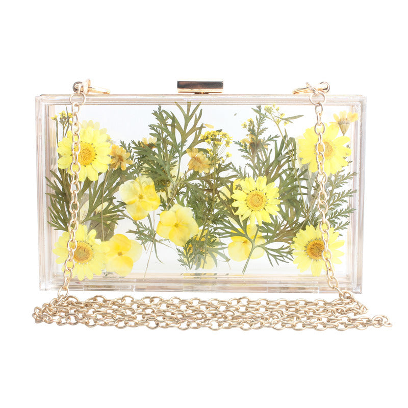 Fashion Acrylic Transparent Flower Banquet Hand Evening Bags