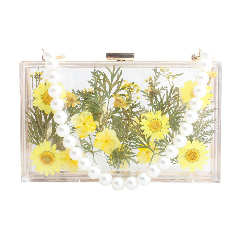 Fashion Acrylic Transparent Flower Banquet Hand Evening Bags