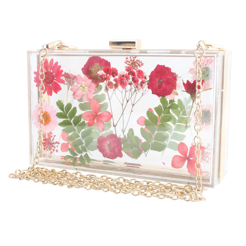 Fashion Acrylic Transparent Flower Banquet Hand Evening Bags