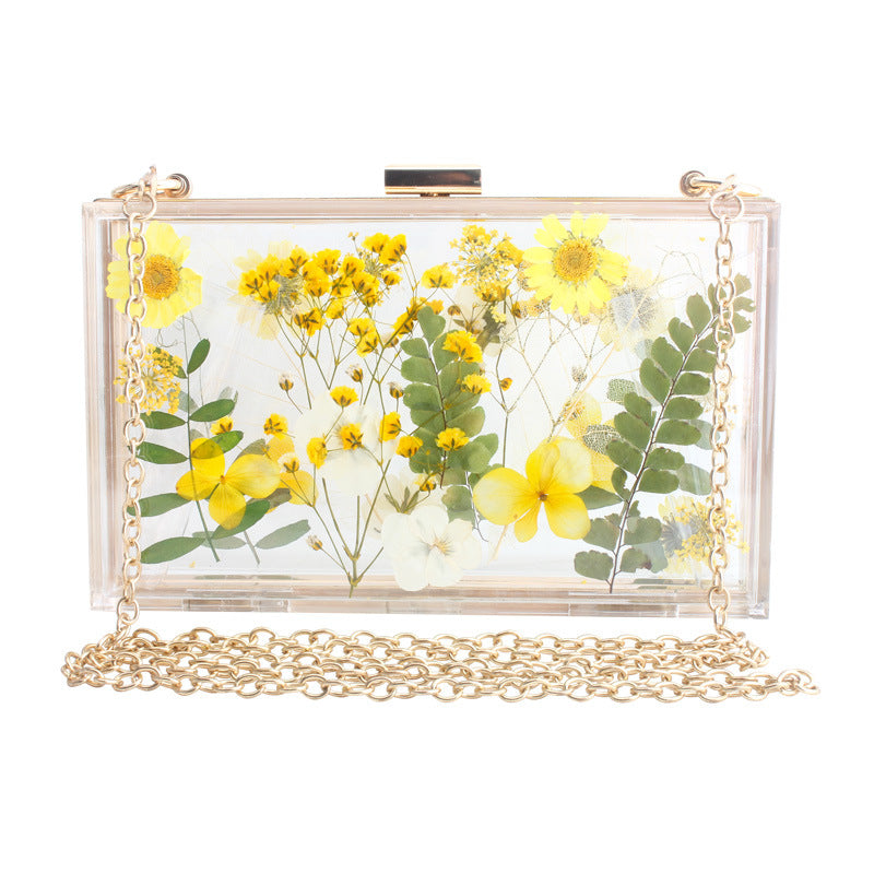 Fashion Acrylic Transparent Flower Banquet Hand Evening Bags